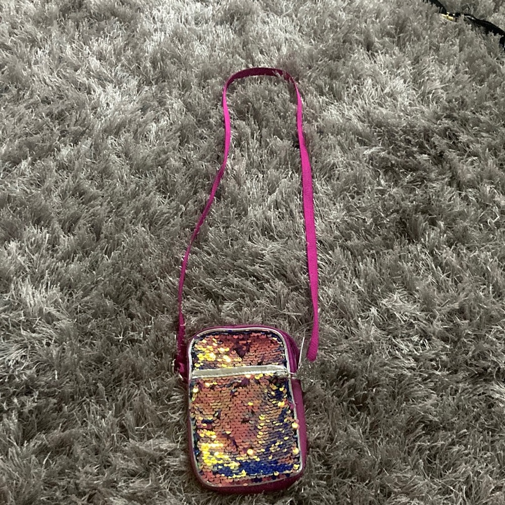 Sequin pink and purple purse